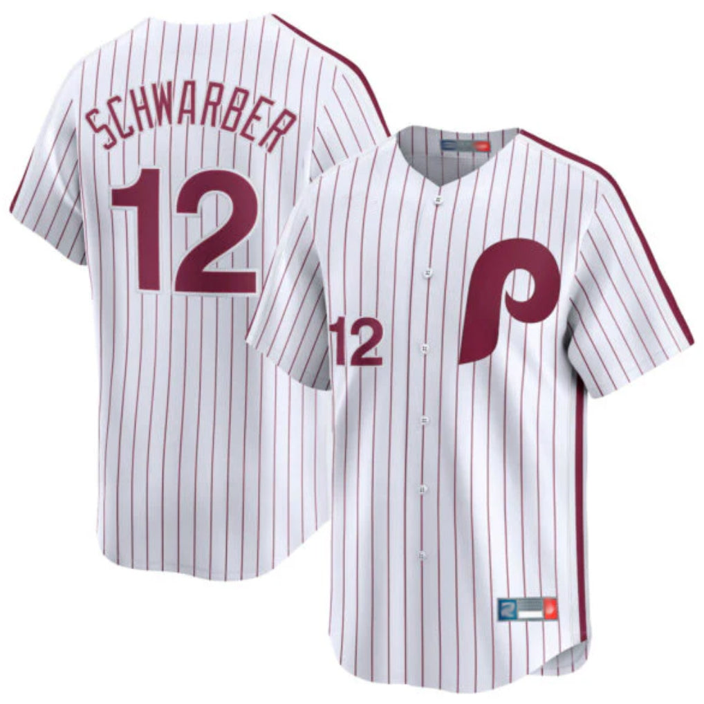 P.Phillies #12 Kyle Schwarber Player White Cooperstown Collection Limited Home Fdoa Stitched Jerseys