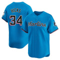 M.Marlins #34 Liam Hicks Player Blue Home Limited Fdoa Stitched Jerseys