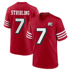 SF.49ers #7 De'Zhaun Stribling Player Red 80th Game Home Gdoa Stitched Jerseys