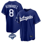 LA.Dodgers #8 Enrique Hern¨¢ndez Player Royal World Series Meet Game Fdoa Stitched Jerseys