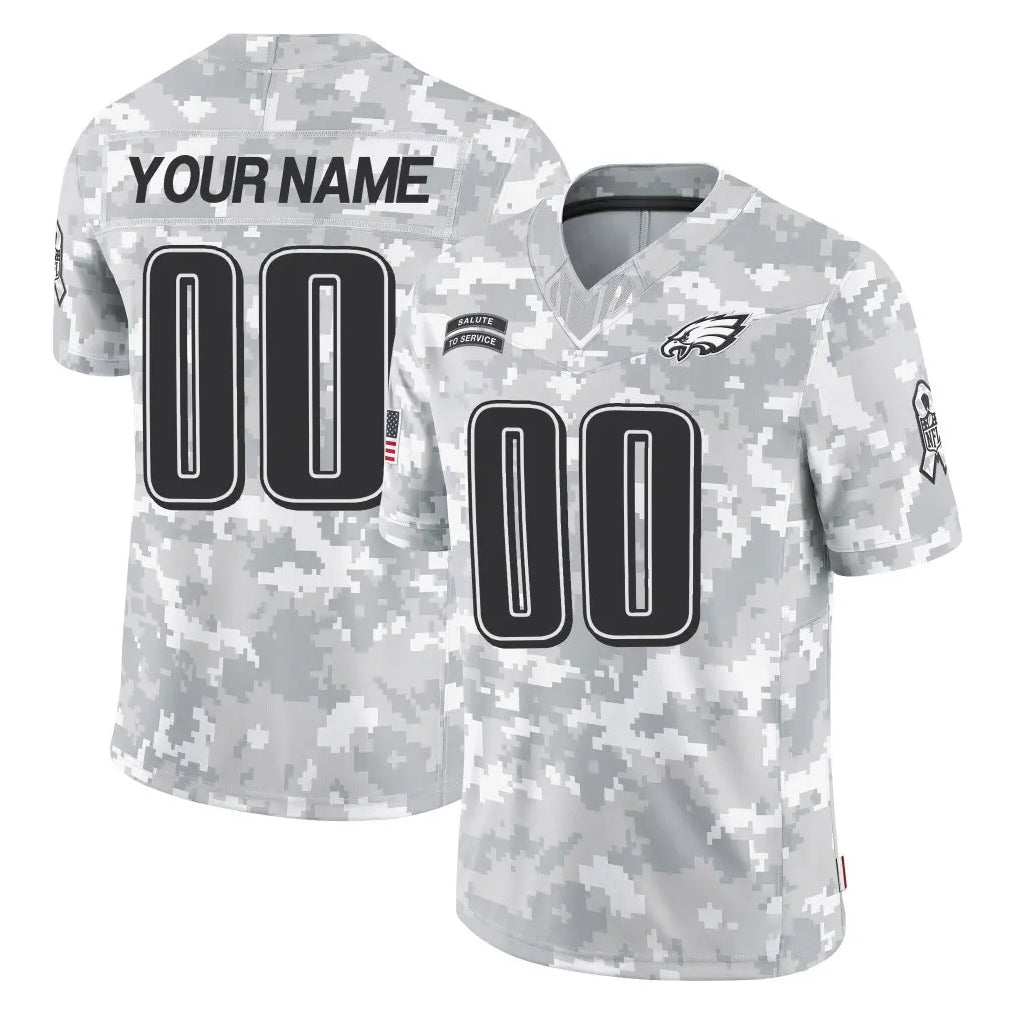 Custom P.Eagles Arctic Camo Salute to Service Limited Game Any Name & Numbers Gdoa Stitched Jerseys