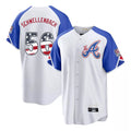 A.Braves #56 Spencer Schwellenbach Player White USA 250 Fourth Of July City Connect Home Game Gdoa250Ys Stitched Jerseys