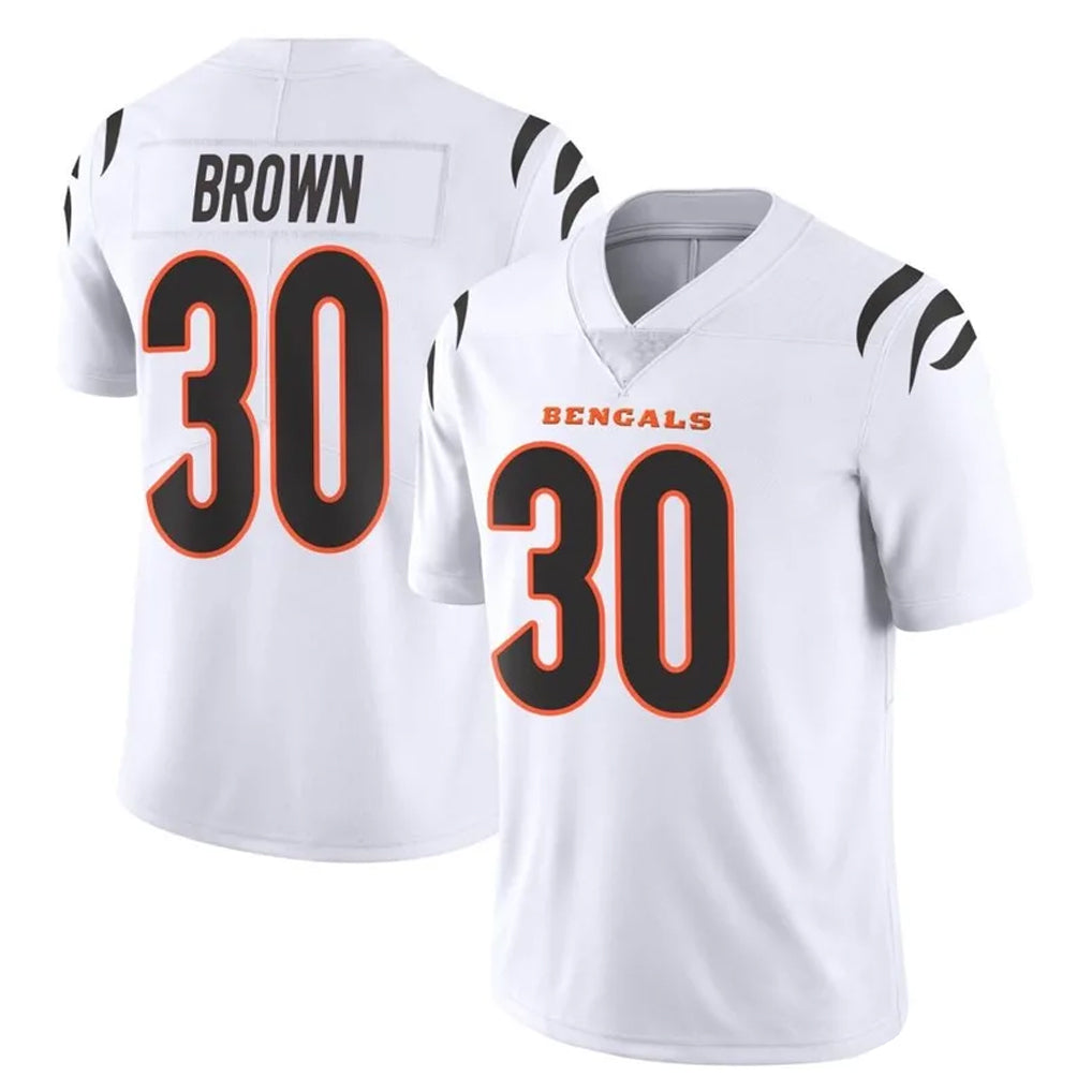 C.Bengals #30 Chase Brown Player White Vapor Untouchable Limited Home Game Gdoa Stitched Jerseys