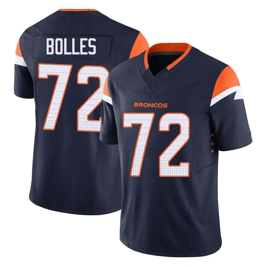 D.Broncos #72 Garett Bolles Player Navy Limited Vapor F.U.S.E. Home Game Gdoa Stitched Jerseys