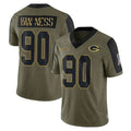 GB.Packers #90 Lukas Van Ness Player Olive Salute To Service Limited Game Gdoa Stitched Jerseys