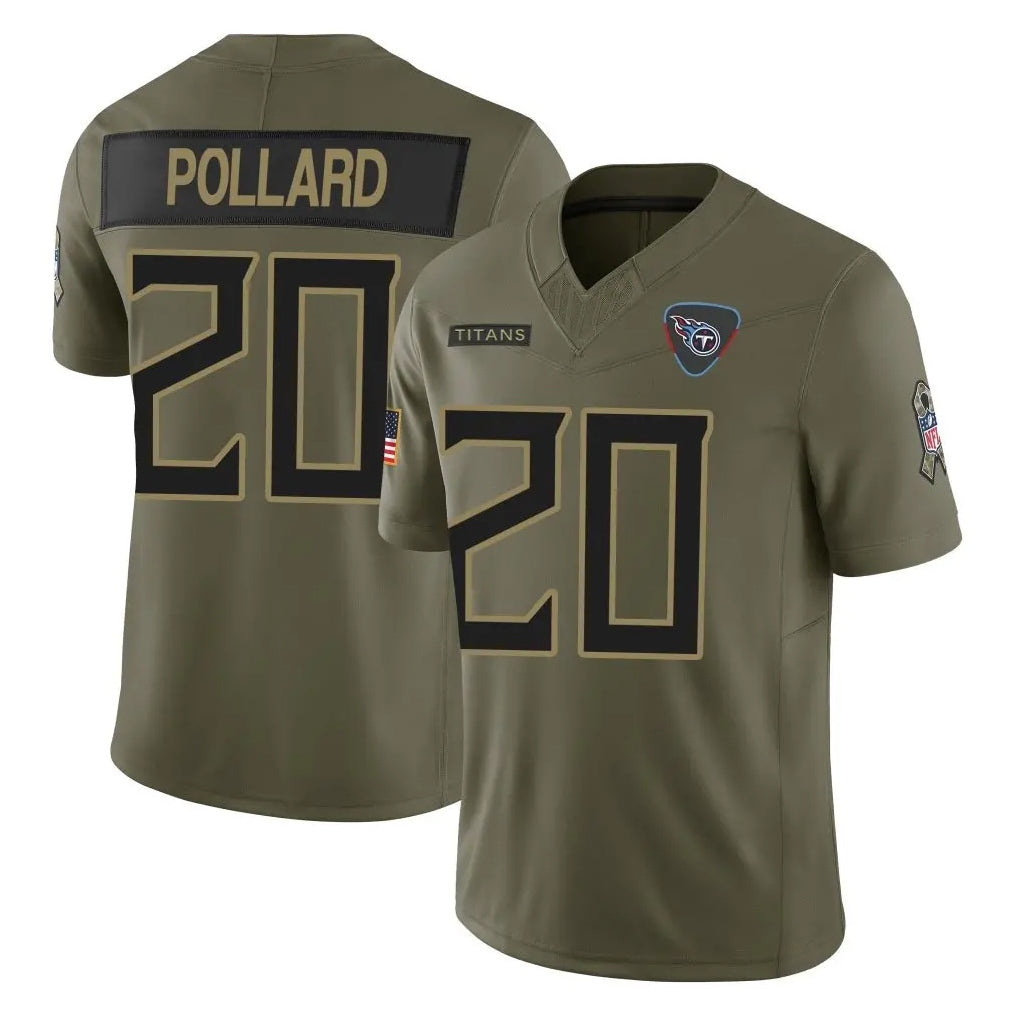 T.Titans #20 Tony Pollard Player Olive Limited 2025 Salute to Service Home Game Gdoa Stitched Jerseys