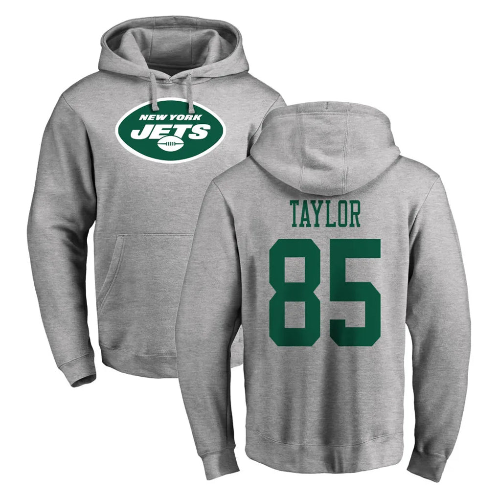 NY.Jets #85 Mason Taylor Player Gray LOGO Pullover Hoodies Limited Game Gdoa Stitched Jerseys