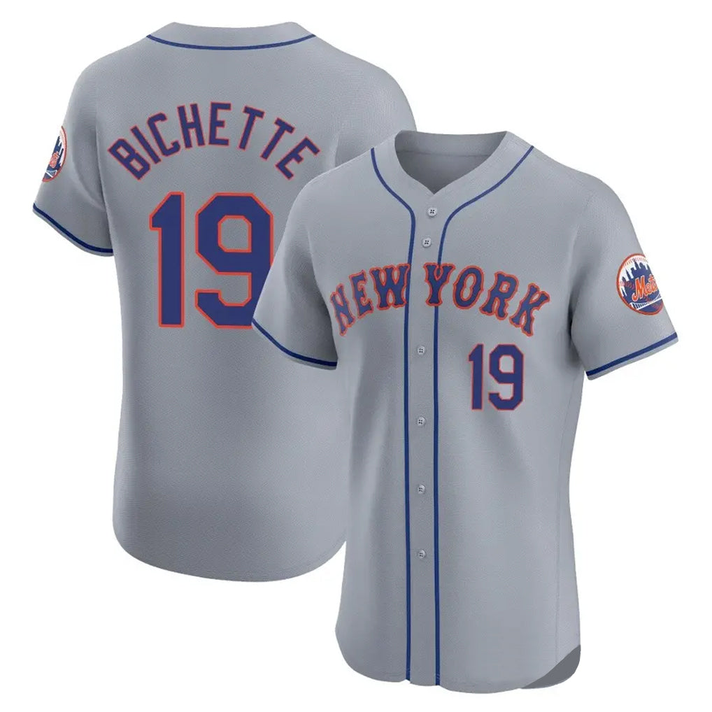 NY.Mets #19 Bo Bichette Player Gray Road Limited Elite Home Fdoa Stitched Jerseys