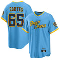 M.Brewers #65 Nestor Cortes Player Light Blue City Connect Home Game Fdoa Stitched Jerseys