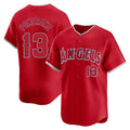 LA.Angels #13 Drew Pomeranz Player Red Home Limited Fdoa Stitched Jerseys