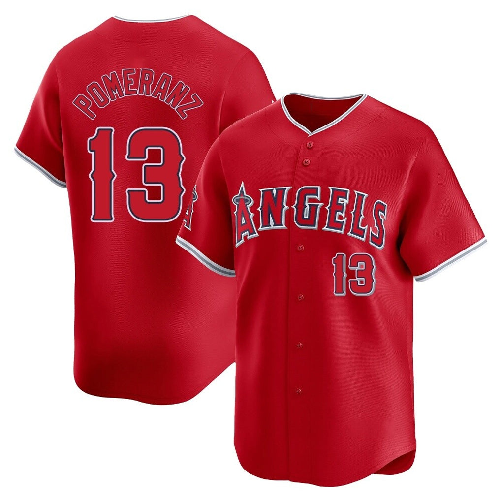 LA.Angels #13 Drew Pomeranz Player Red Home Limited Fdoa Stitched Jerseys