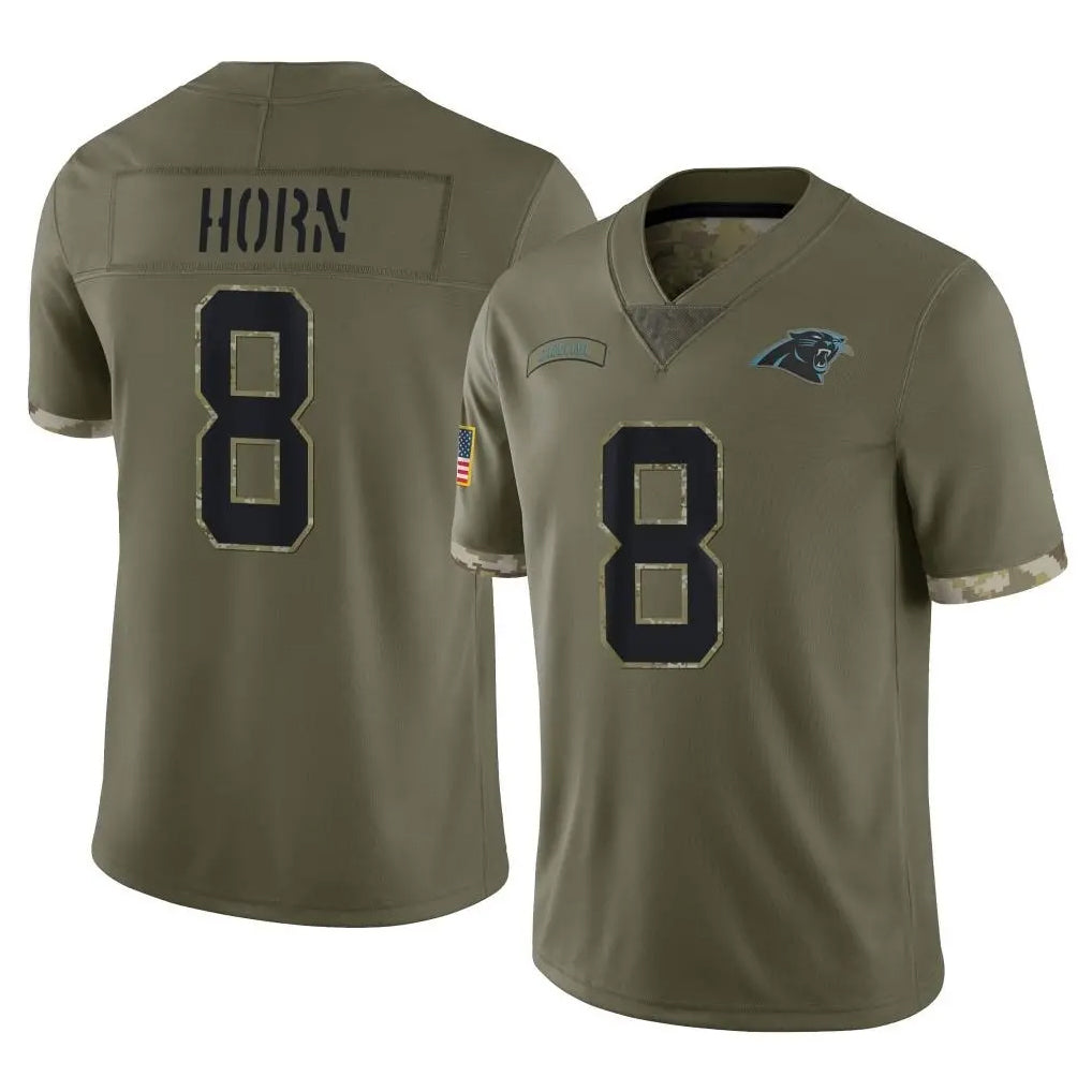 C.Panthers #8 Jaycee Horn Player Olive Salute to Service Game Gdoa Stitched Jerseys