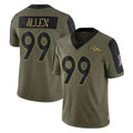 D.Broncos #99 Zach Allen Player Olive Salute To Service Limited Game Gdoa Stitched Jerseys