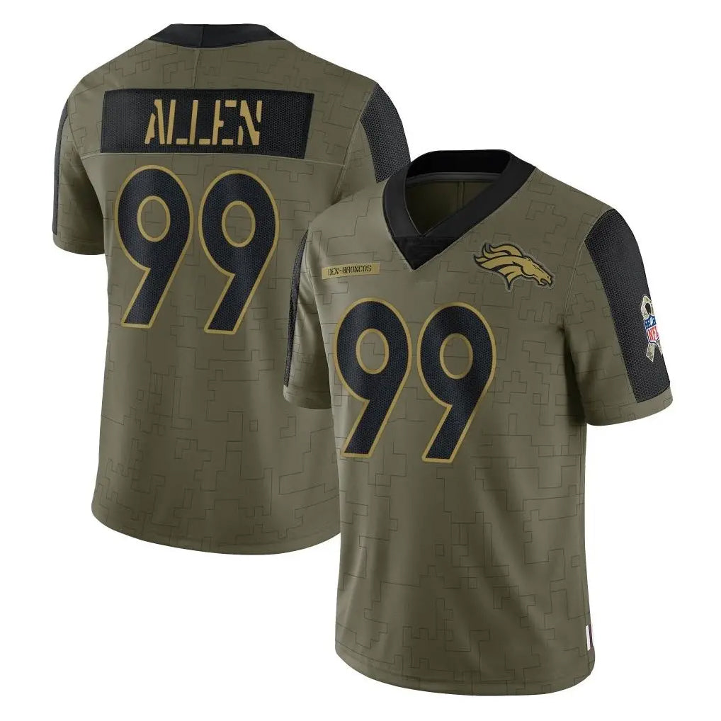 D.Broncos #99 Zach Allen Player Olive Salute To Service Limited Game Gdoa Stitched Jerseys