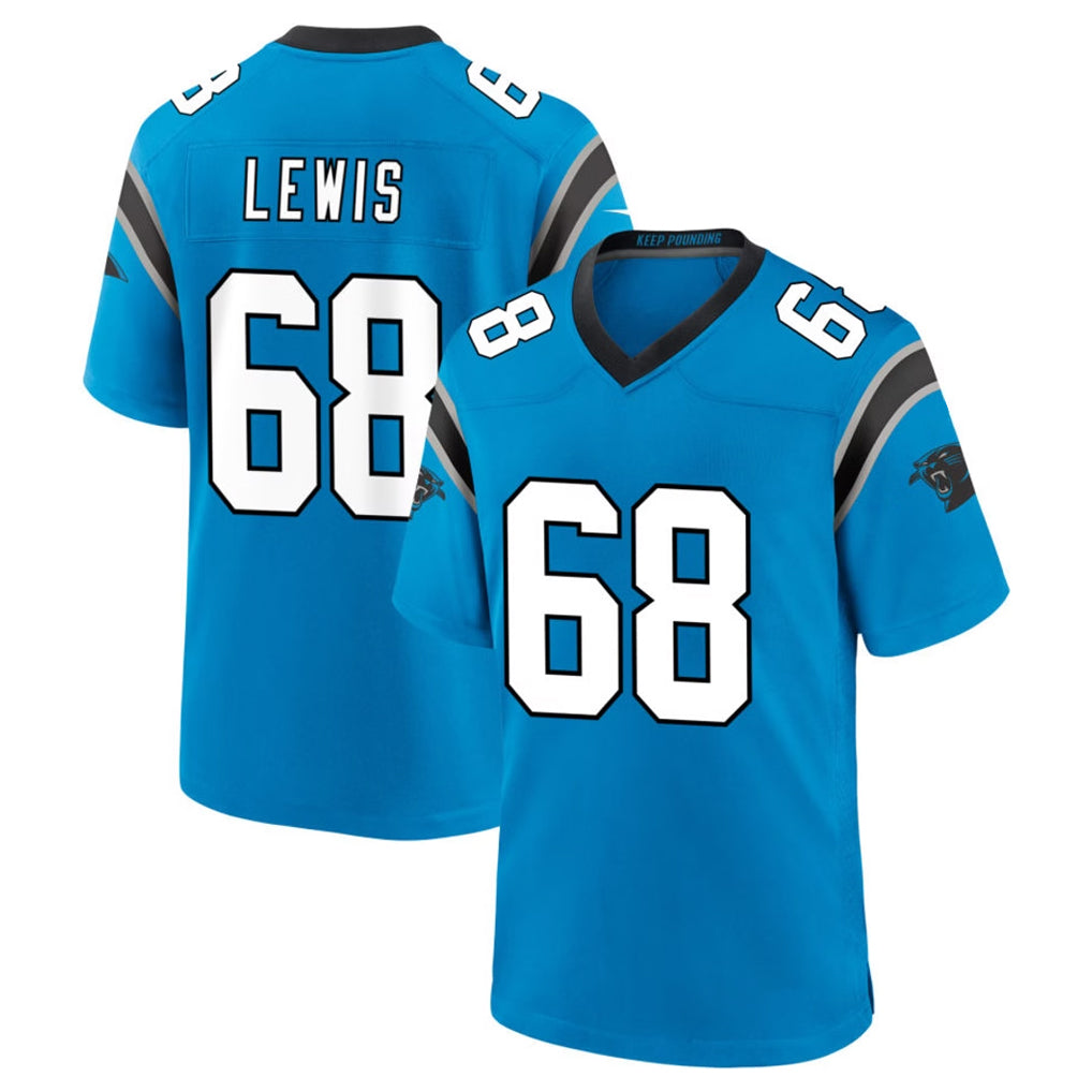 C.Panthers #68 Damien Lewis Player Blue Home Game Gdoa Stitched Jerseys
