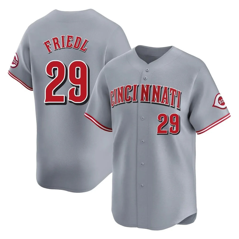 C.Reds #29 TJ Friedl Player Gray Home Limited Gdoa Stitched Jerseys