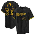 M.Twins #56 Josh Bell Player Black Snake Skin City Home Game Fdoa Stitched Jerseys
