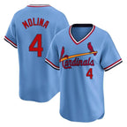 St. Louis Cardinals #4 Yadier Molina Player Light Blue City Connect Home T-shirt Fdoa Stitched Jerseys