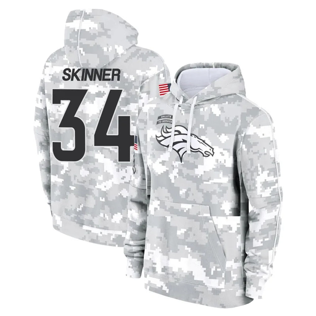 D.Broncos #34 JL Skinner Player Arctic Camo Salute to Service Hoodies Limited Game Gdoa Stitched Jerseys