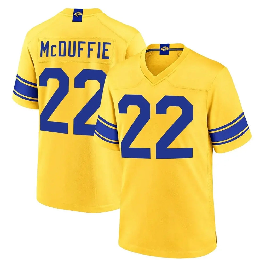 LA.Rams #22 Trent McDuffie Player Gold Classic Sol Home Game Gdoa Stitched Jerseys