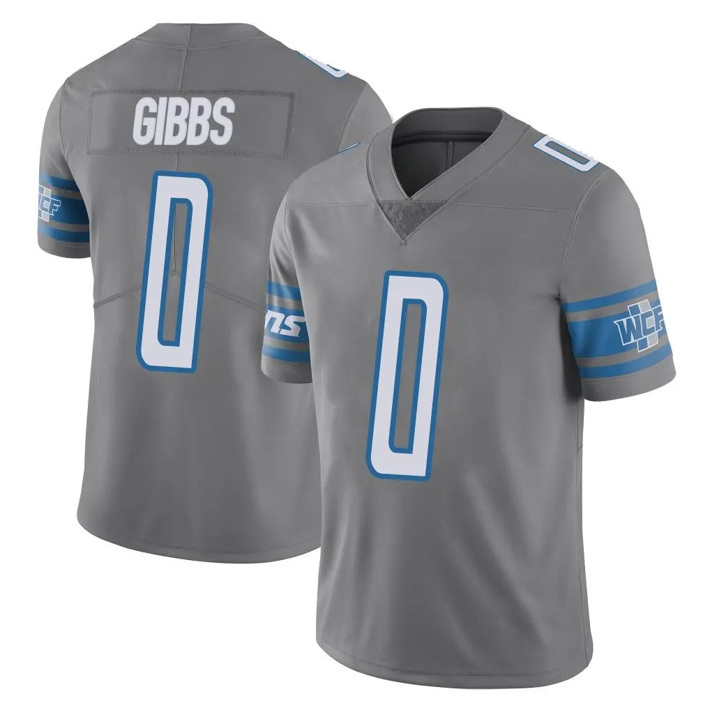 D.Lions #0 Jahmyr Gibbs Player Gray Vapor Untouchable Limited Home Game Gdoa Stitched Jerseys