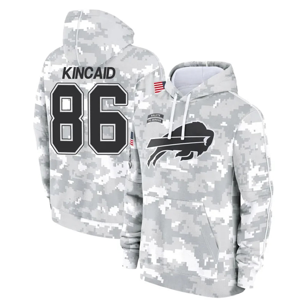 B.Bills #86 Dalton Kincaid Player Arctic Camo Salute to Service Hoodies Gdoa Stitched Jerseys