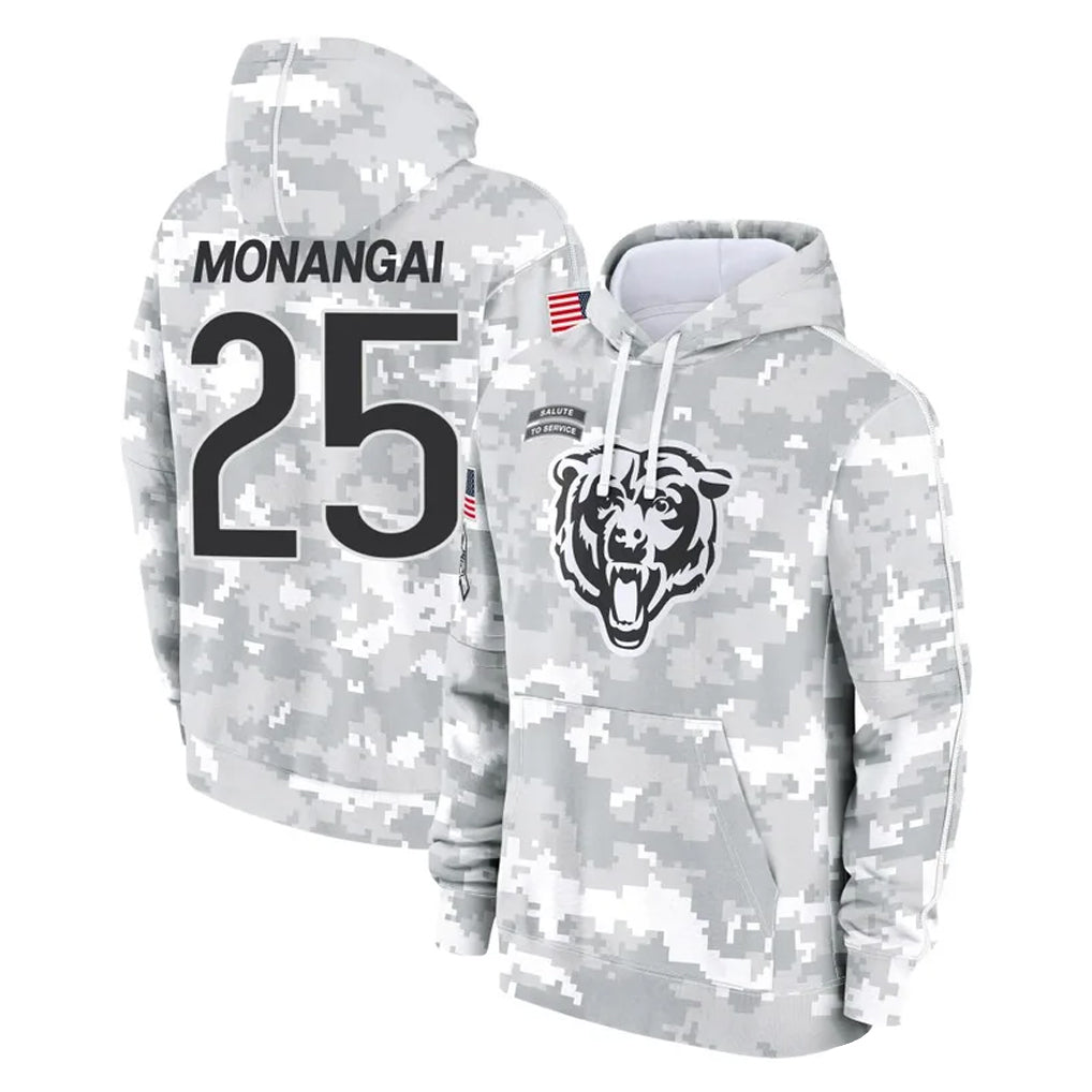 C.Bears #25 Kyle Monangai Player Arctic Camo Salute to Service Pullover Hoodies Limited Gdoa Stitched Jerseys