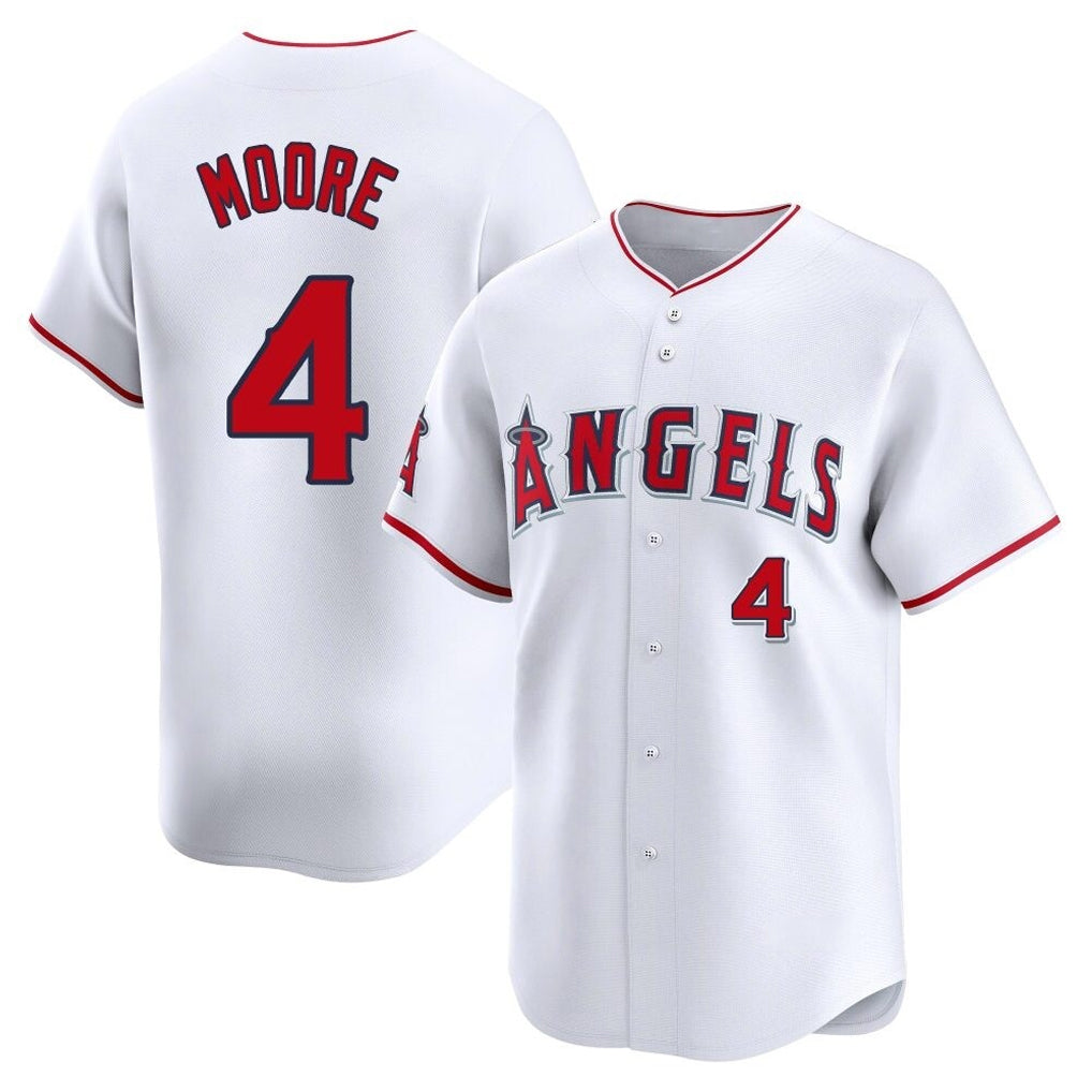 LA.Angels #4 Christian Moore Player White Limited Home Fdoa Stitched Jerseys