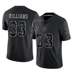 D.Cowboys #33 Javonte Williams Player Black Limited Reflective Home Game Gdoa Stitched Jerseys