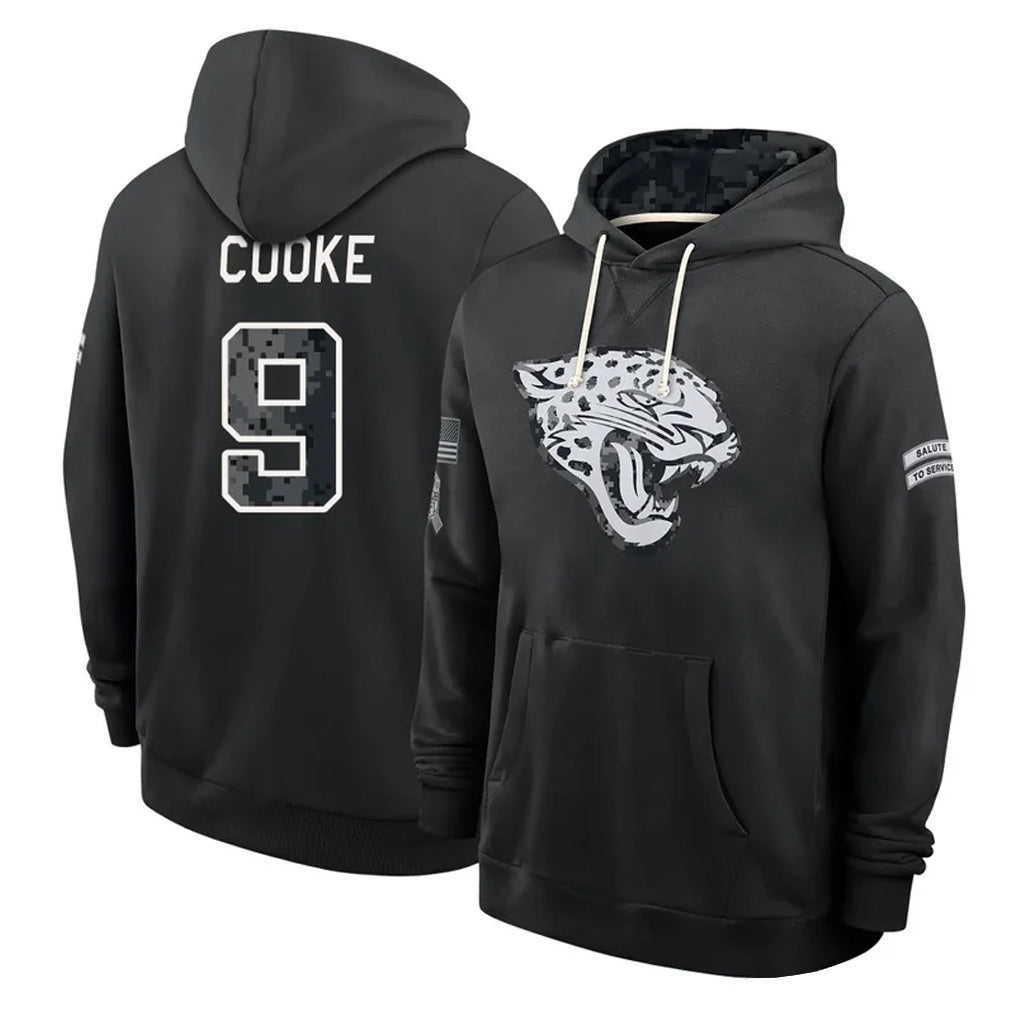 J.Jaguars #9 Logan Cooke Player 2026 Black Logo Pullover Hoodies Limited Game Gdoa Stitched Jerseys