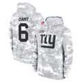 NY.Giants #6 Jaxson Dart Player Arctic Camo Salute to Service Pullover Hoodies Limited Game Gdoa Stitched Jerseys