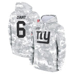 NY.Giants #6 Jaxson Dart Player Arctic Camo Salute to Service Pullover Hoodies Limited Game Gdoa Stitched Jerseys