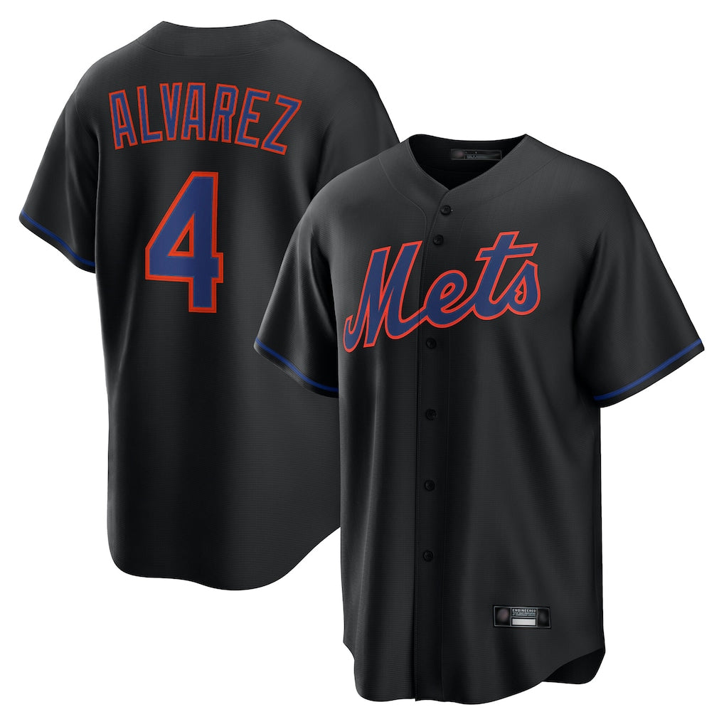 NY.Mets #4 Francisco Alvarez Player Black Alternate Home Game Fdoa Stitched Jerseys