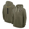 M.Vikings #1 Kyler Murray Player Olive Salute to Service Pullover Hoodies Limited Gdoa Stitched Jerseys