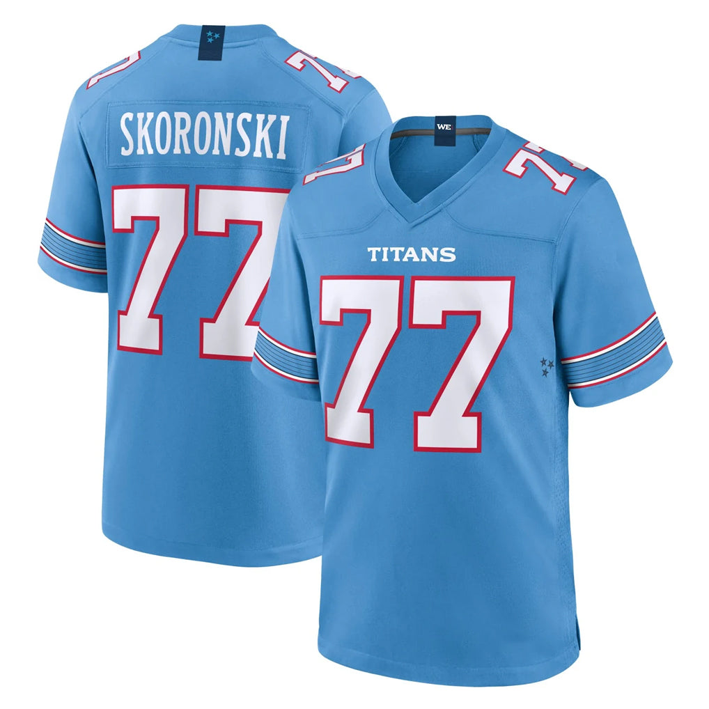 T.Titans #77 Peter Skoronski Player Light Blue Home Game Gdoa Stitched Jerseys
