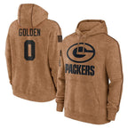 GB.Packers #0 Matthew Golden Player Brown Salute to Service Hoodies Limited Game Gdoa Stitched Jerseys