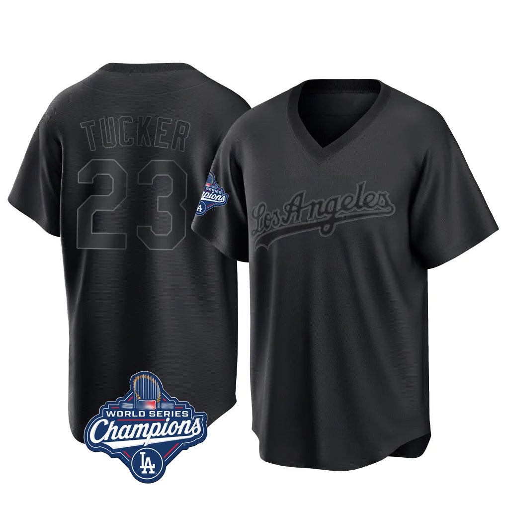 LA.Dodgers #23 Kyle Tucker Player Black World Series Meet Pitch Fashion T-shirt Fdoa Stitched Jerseys