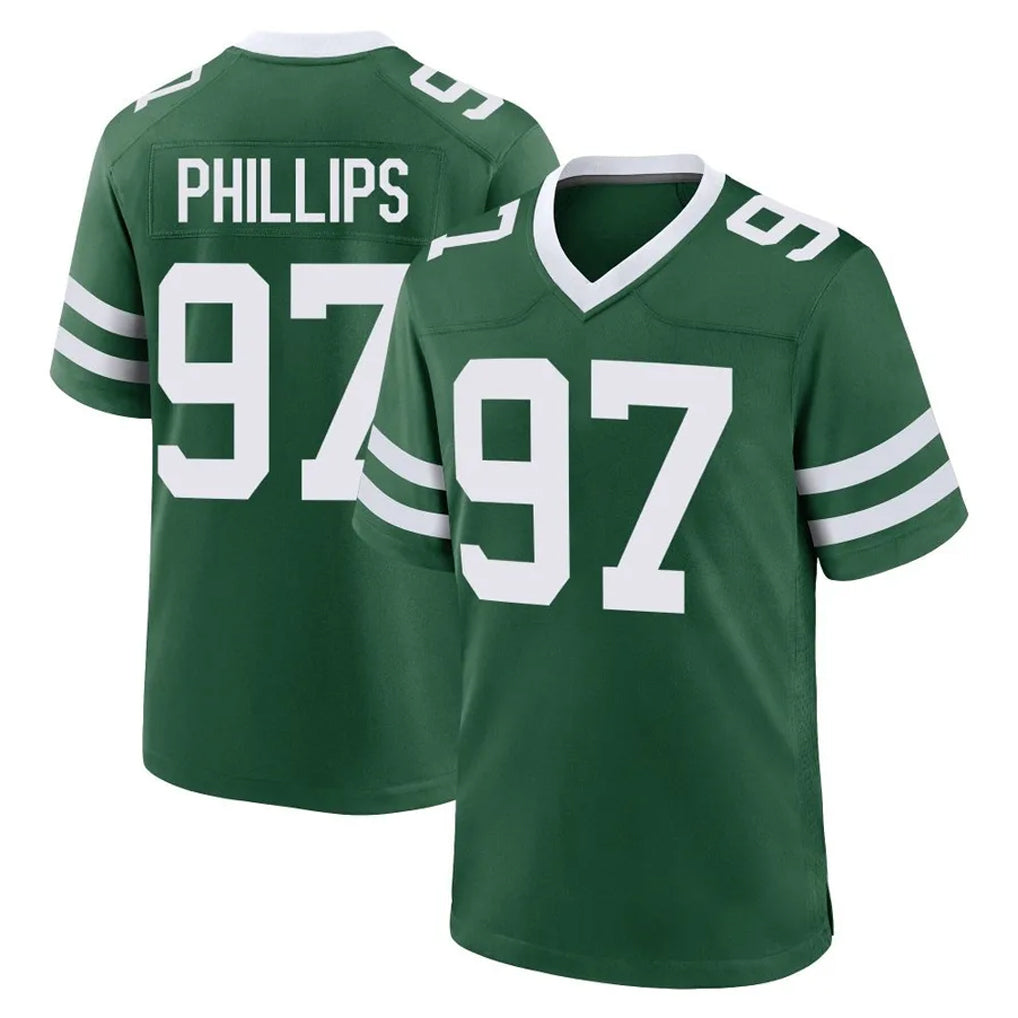 NY.Jets #97 Harrison Phillips Player Green Legacy Home Game Gdoa Stitched Jerseys