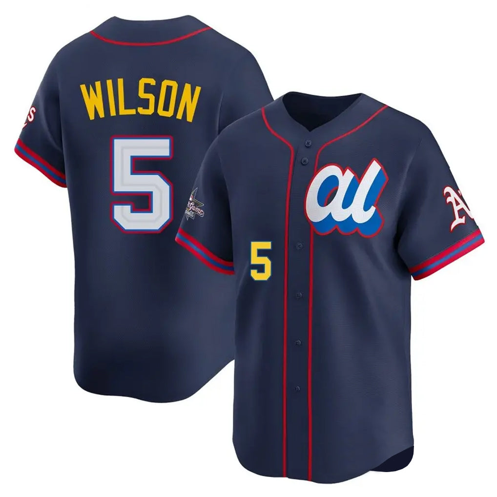 Athletics #5 Jacob Wilson Player Navy American League All-Star Edition Limited Game Gdoa Stitched Jerseys