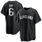 C.Guardians #6 David Fry Player Black Home Game Gdoa Stitched Jerseys
