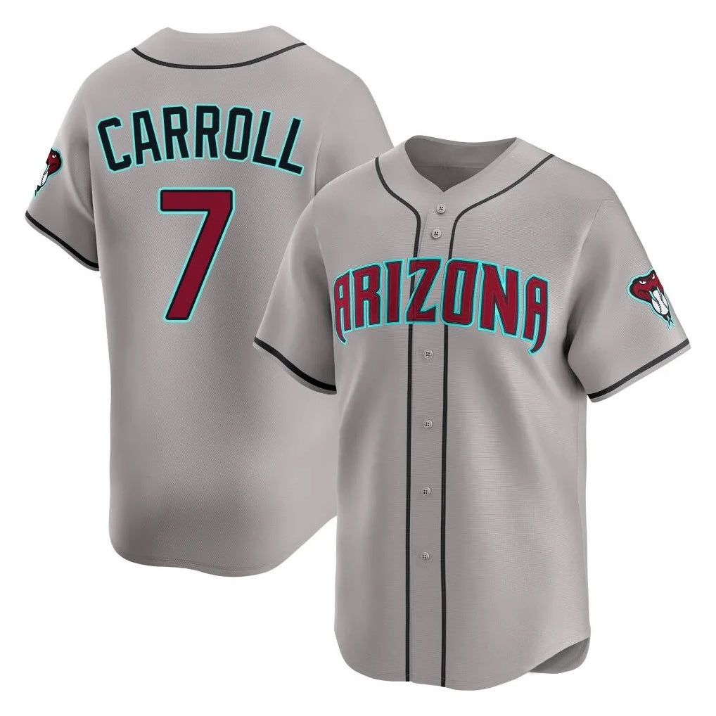 A.Diamondbacks #7 Corbin Carroll Player Gray Road Limited Home Game Gdoa Stitched Jerseys