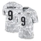 C.Bengals #9 Joe Burrow Player Arctic Camo Salute to Service Limited Gdoa Stitched Jerseys