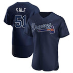 A.Braves #51 Chris Sale Player Navy Alternate Limited Elite Home Game Gdoa Stitched Jerseys
