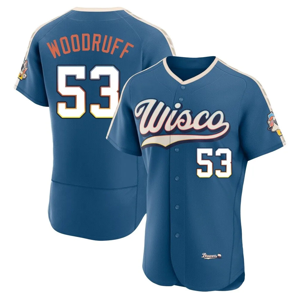 M.Brewers #53 Brandon Woodruff Player Blue 2026 City Connect Home Limited Elite Fdoa Stitched Jerseys