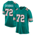 M.Dolphins #72 Jonah Savaiinaea Player Aqua Alternate Home Game Gdoa Stitched Jerseys