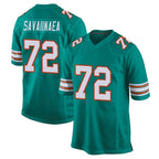M.Dolphins #72 Jonah Savaiinaea Player Aqua Alternate Home Game Gdoa Stitched Jerseys