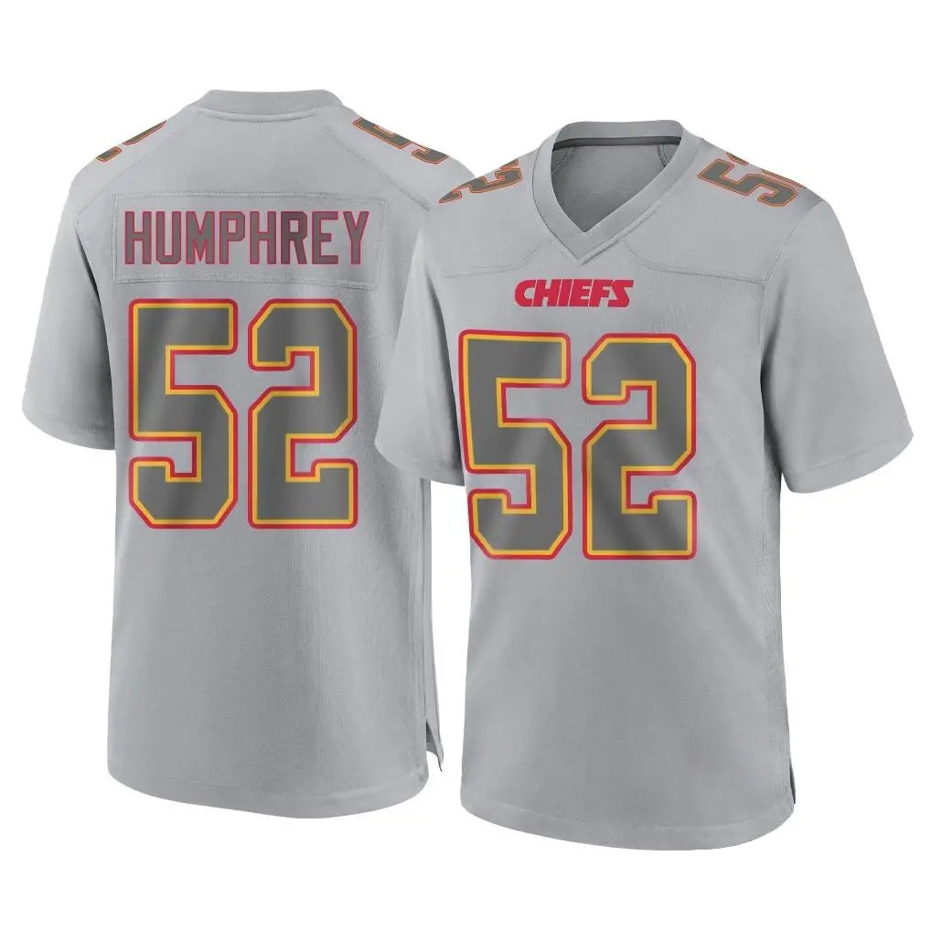 KC.Chiefs #52 Creed Humphrey Player Gray Atmosphere Fashion Game Gdoa Stitched Jerseys