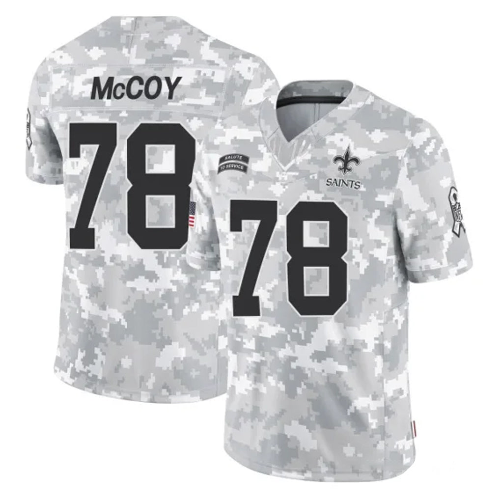 NO.Saints #78 Erik McCoy Player Arctic Camo Salute To Service Limited Game Gdoa Stitched Jerseys