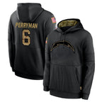 LA.Chargers #6 Denzel Perryman Player Black Salute to Service Hoodies Limited Game Gdoa Stitched Jerseys