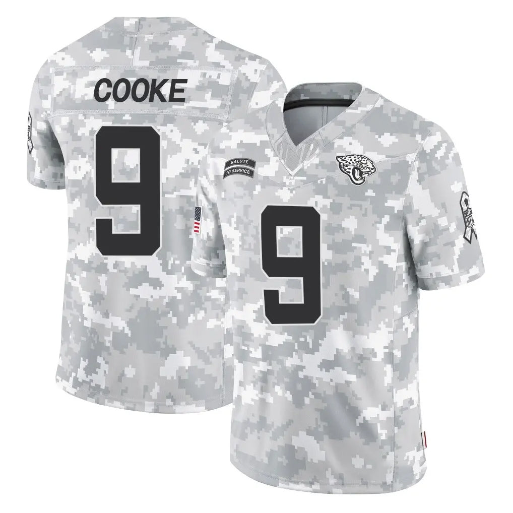 J.Jaguars #9 Logan Cooke Player Arctic Camo Salute To Service Limited Game Gdoa Stitched Jerseys